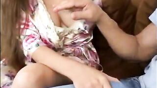 The mother, tired, fell asleep on the couch, eldest son woke her up