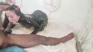 Halloween Succubus Summoning: Petite Succubus Drains Thick Dick with Intense Oral Creampie Action