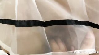 Schoolgirl cosplay amateur in hot footjob and handjob action