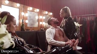 Avery and Vanna in hardcore threesome latex action