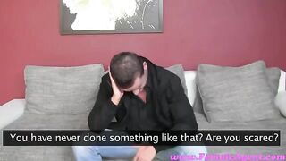 The chick forced the guy to do a blowjob at the casting