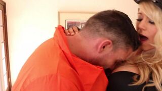 A fugitive criminal gets fucked by a hot police officer in uniform