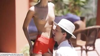 A young woman is having fun with a Russian guy