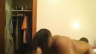 A brunette punishes her disobedient boyfriend with a big strap on