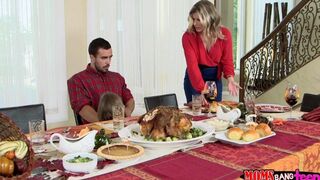 The family dinner ended with a hot threesome sex, just like in the movies