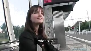 Brunette girl is fucking for money on the street