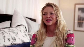 Two beautiful girls are stuck in bed and have lesbian sex