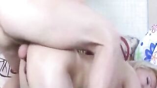 MILF in stockings fucks her son in the ass at home