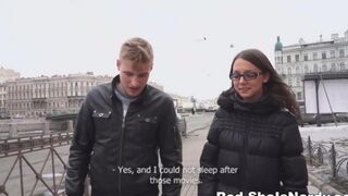 The first man was picked up by a Russian beauty with glasses for sex