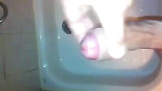 The kid caresses himself in the shower, but this time he was seen