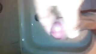 The kid caresses himself in the shower, but this time he was seen