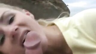 The guy made a mess on the face of the sweet blonde