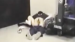The guy lowered his pants and fucked his girlfriend’s ass