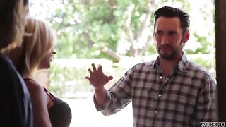A member with a cheek fucks a sexy blonde in 60fps