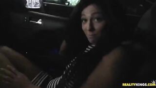A guy came on the brunette's face after a great sex session