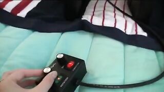 Three girls have fun with sex, using a vibrator to make love