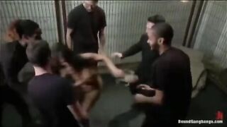 Five guys were fucked by a girl with toys in a rough anal session