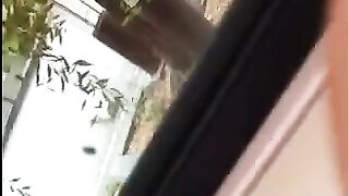 A guy caressed his cock on the street and came very quickly