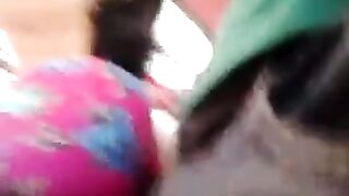 A man caresses a riser through the pants on the bus