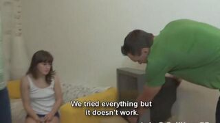 A guy is having sex with his friend’s sister, who is skinny and 18+