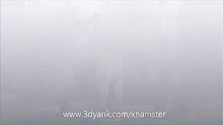 Babe-anime has sex with two huge monsters with huge cocks