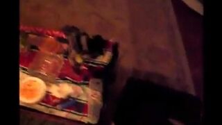 A drunk girl ended up in the trash and started to suck a guy's cock