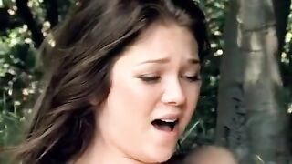 Two lesbians have fun in the park during a picnic, getting wild