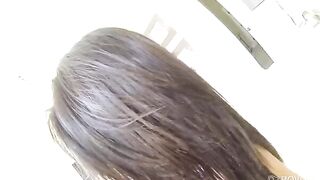 First-person sex with a cute young brunette woman with natural breasts