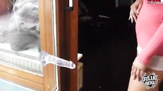 Girl with big boobs plays with her dump truck toy in HD
