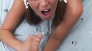 Standing sex, smooth pussy and slave mouth featuring a hot blonde teen