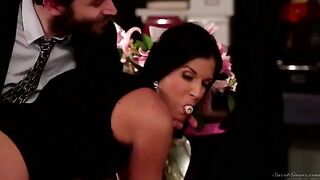 The boss licks the hairy pussy of his secretary directly at the table