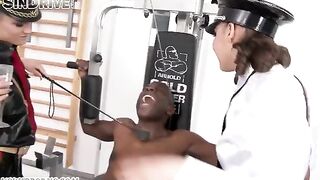 Negro boy fucks two girls in their holes