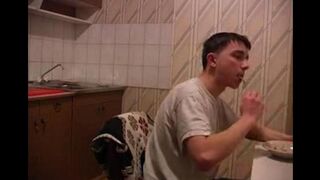 The hot mom gets fucked in the kitchen, much more exciting than usual
