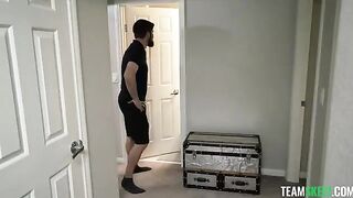 A juicy red-haired girl has sex in the bedroom, showcasing pussy licking