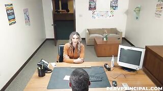 A hot secretary is having fun with her boss in a steamy office scene