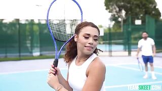Girl was masturbating after her training session with a guy