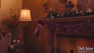 A hot blonde in heels has sex on Christmas with a passionate man
