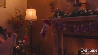 A hot blonde in heels has sex on Christmas with a passionate man