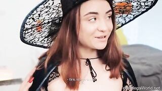 Lesbian beauties fucked in their roles on Halloween night