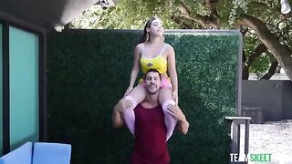 She has sex with a guy whose cock is as big as her head