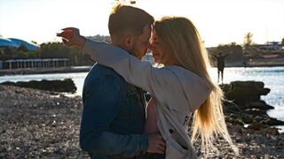 Total satisfaction of young lover, as if in a romantic movie