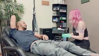 Tattooed beauty gets her pussy railed by a black dude