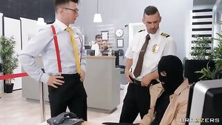 Lucky bank employee banged thief in stockings hard