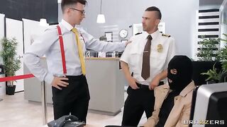 Lucky bank employee banged thief in stockings hard
