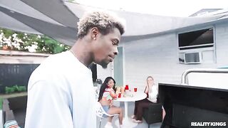 Hot spring fling barbecue action with a big black cock