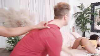 Two cute Latina girls shared a room with their buddy - Three-Way Roomie Swap