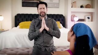 Pervert stepdad fucked Kira Noir after she took a yoga class and showered
