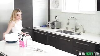 The girl received a sexual cake and was asked to bring it to the kitchen
