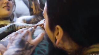 Girl uses a strap-on for anal sex with her lesbian partner