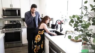The babysitter invents a hot sex fantasy to enjoy on the table